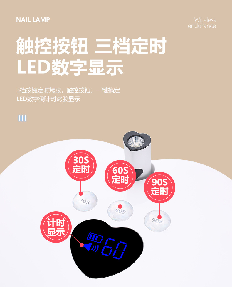 Yüksek Güçlü Şarjlı Tırnak Lambası UV LED Işık Terapisi Makinesi Siyahlamayan El Kurutma Cihazı
