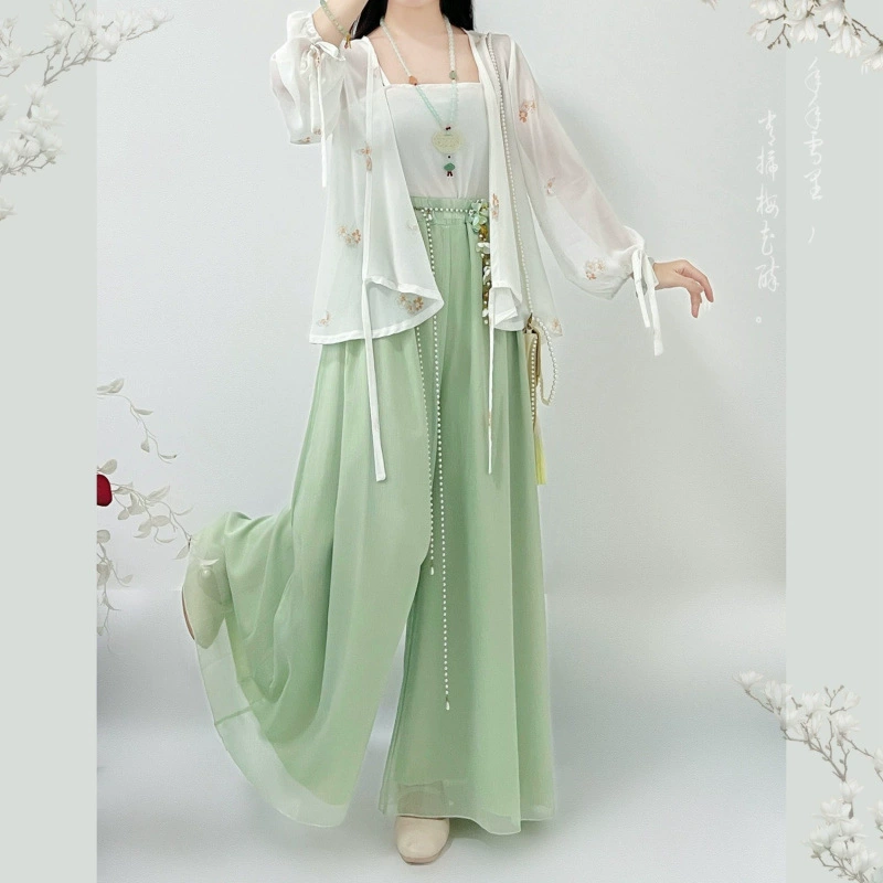 Qingfeiyue [倾心] Солнцезащитный крем, летняя новая куртка в китайском стиле Han Element, брюки на подтяжках, костюм на каждый день для маленьких людей