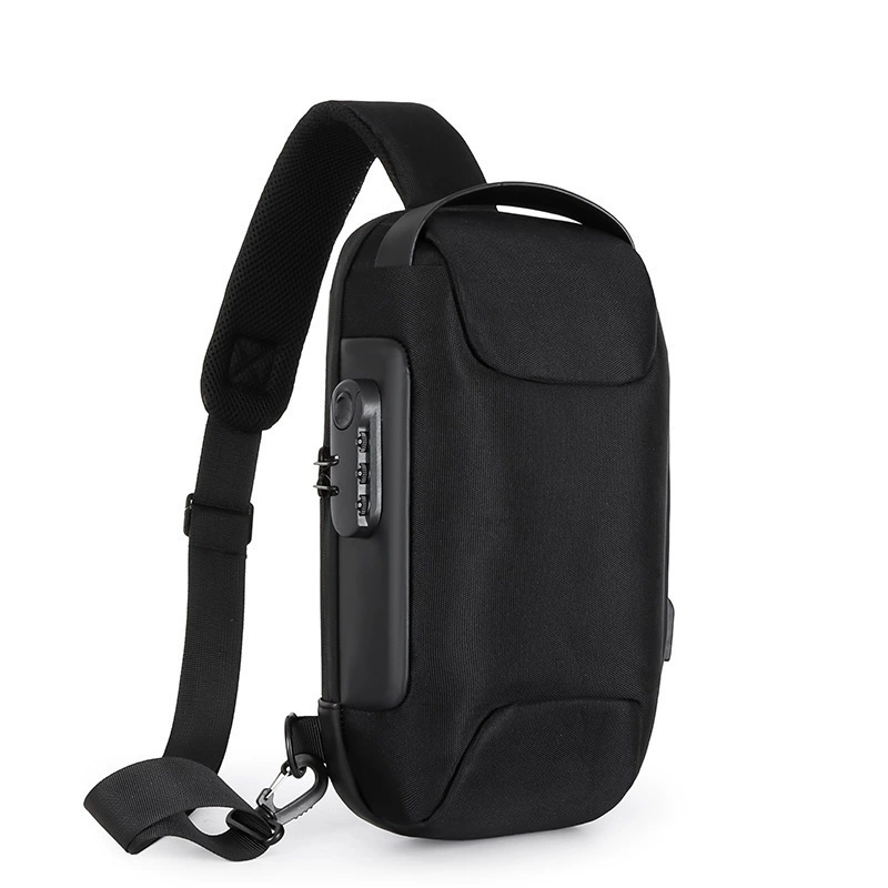 Сумка через плечо противоугонная, 900D Oxford + PU, USB зарядка и парольный замок, 35×16×12 см