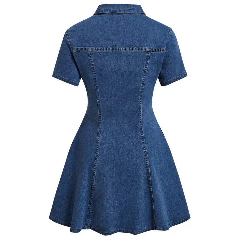 Women's Clothing Women's Denim Short Sleeved Cardigan Dress European American Fashion For Formal & Casual For Women_ecoleips.com