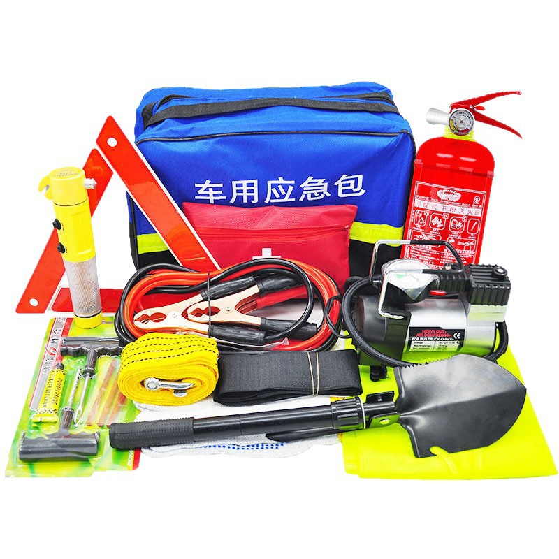 Kit de rescate de emergencia para vehículo de todas las funciones Kit de primeros auxilios montado en vehículo de viaje autónomo Extintor de incendios bomba de aire herramienta de remolque image 6
