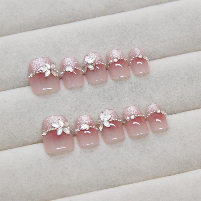 Uñas postizas removibles hechas a mano con forma de ojo de gato, manicura, uñas cortas de Ballet, tamaño dividido, uñas usables, 10 piezas, venta al por mayor