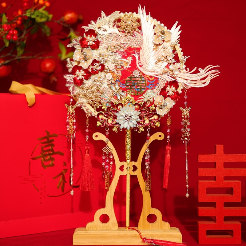 古风新娘团扇中式结婚喜扇婚礼出嫁秀禾服手捧花diy材料包成品扇|undefined