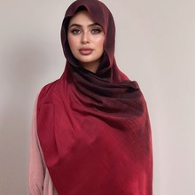 新款双色拼接竹节棉围巾 女士包头彩色纱巾批发