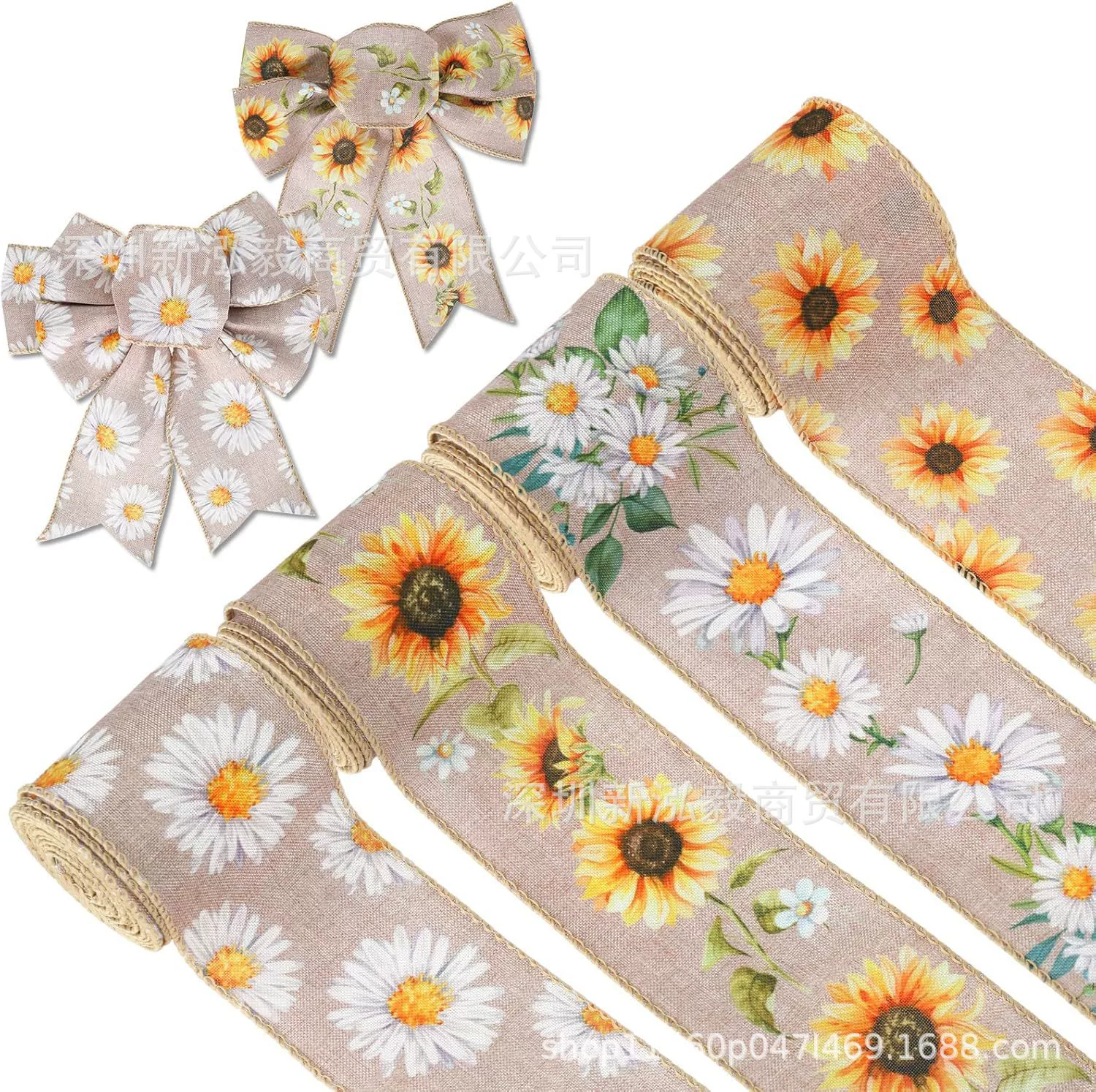 Цветочная проводная окантовка ленты ромашки цветочный узор ленты весна и лето декоративная лента для гирлянды бант