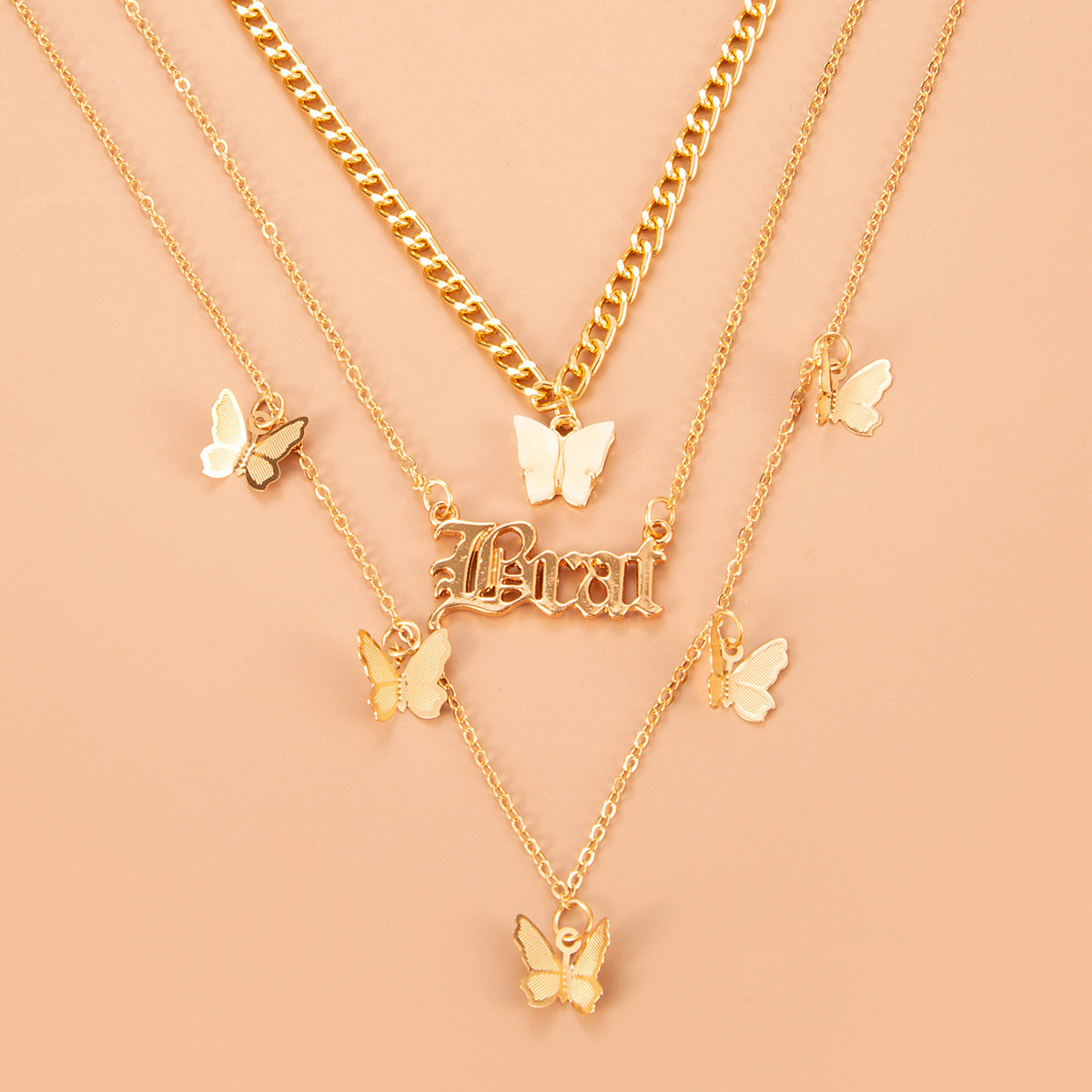 Wholesale Bohemian Multi-layer Butterfly Letters Pendant Necklace Nihaojewelry display picture 3