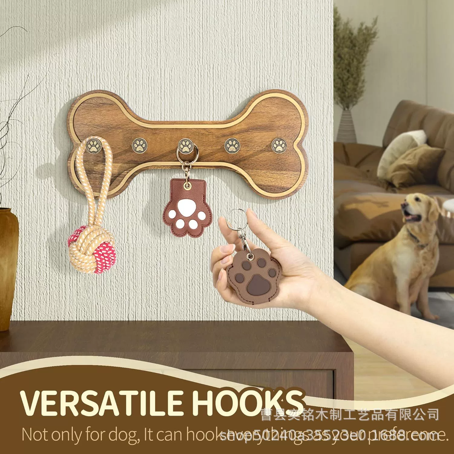 Деревянная стойка для хранения товаров для домашних животных Домашняя кошка собака ошейник отделка стойка из массива дерева настенная декоративная стойка