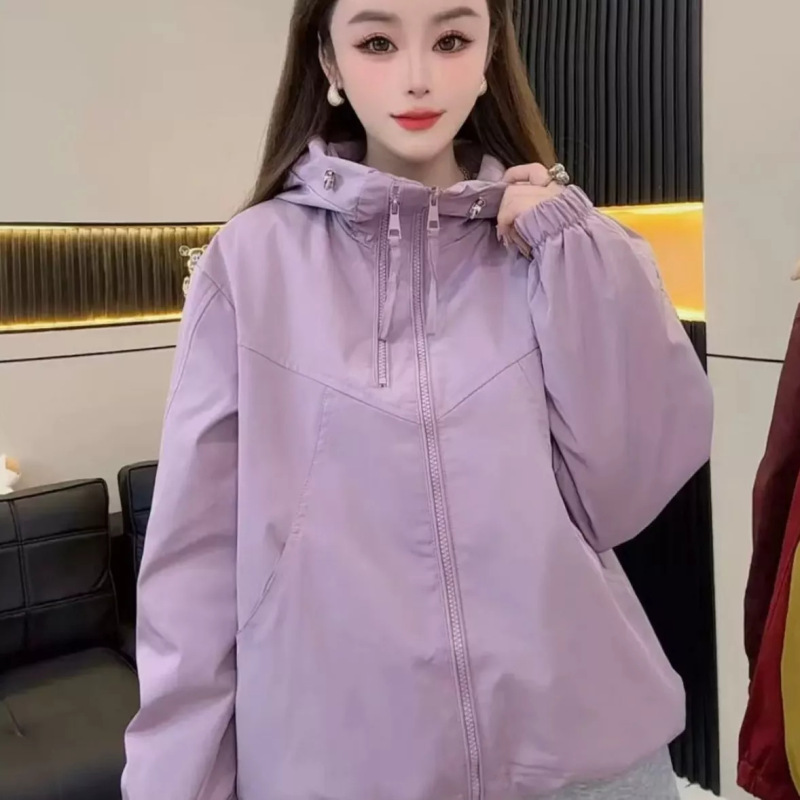 2025新款春季冲锋衣连帽外套女甜美韩版高级感洋气小个子上衣|undefined