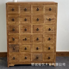 古い楡の木の薬の棚の多格の戸棚の古典の薬の展示棚の風化の古い扉の板の斗の戸棚の貯蔵の収納棚の玄関の扉