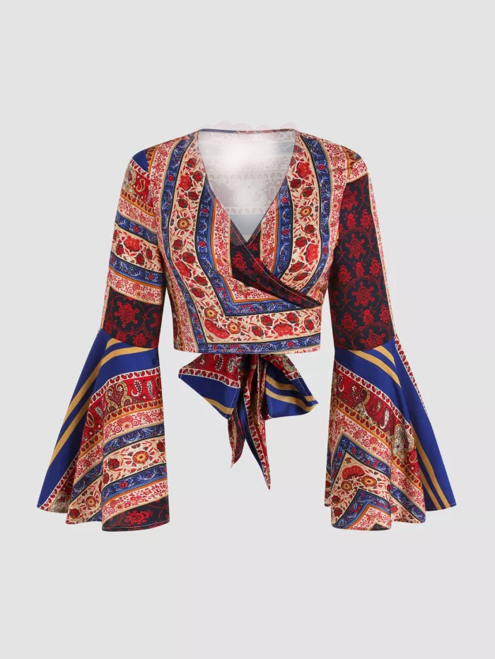 Women's Blouse Long Sleeve Blouses Ethnic Style Printing display picture 1