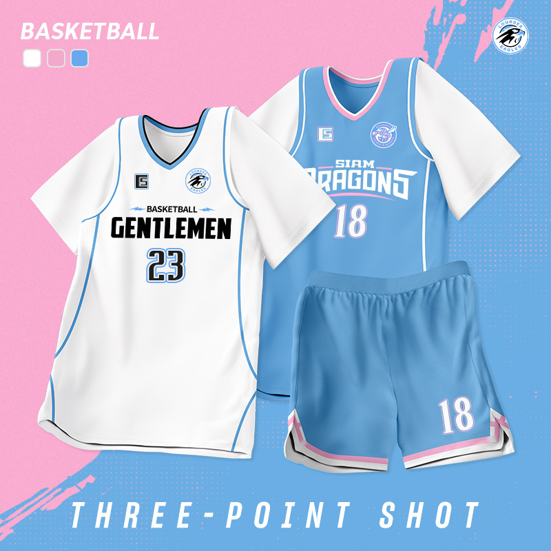 New Basketball Uniform Set Customized for Girls Fake Two-Piece Short-Sleeved Student Class Uniform Competition Team Uniform Summer Basketball Uniform