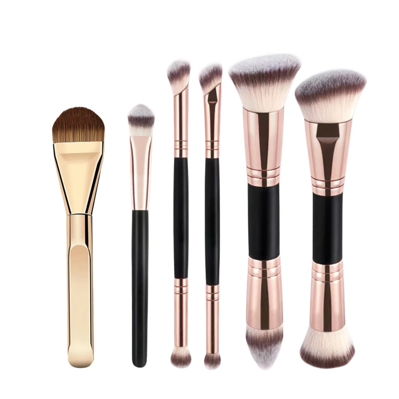 Juego de Brochas de Maquillaje de Doble Cabezal Plástico PS Maquillaje Facial para Maquillaje
