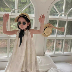 2023 summer Korean girls embroidered suspender skirt Korean style children's sundress cotton embroidered sleeveless dress