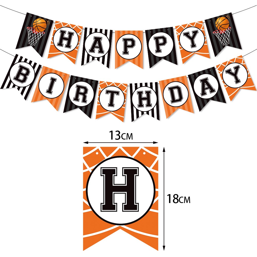 Nuevos productos transfronterizos Tema de la NBA Decoración de cumpleaños Banner Tema de baloncesto Colgante en espiral Decoración de fiesta de cumpleaños Bandera