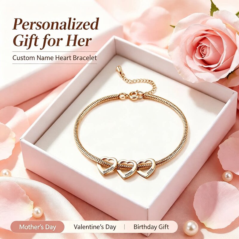 Cross-border stainless steel heart-shaped DIY name bracelet for women, European and American personalized adjustable bracelet jewelry Cross-border stainless steel heart-shaped DIY name bracelet for women, European and American personalized adjustable bracelet jewelry