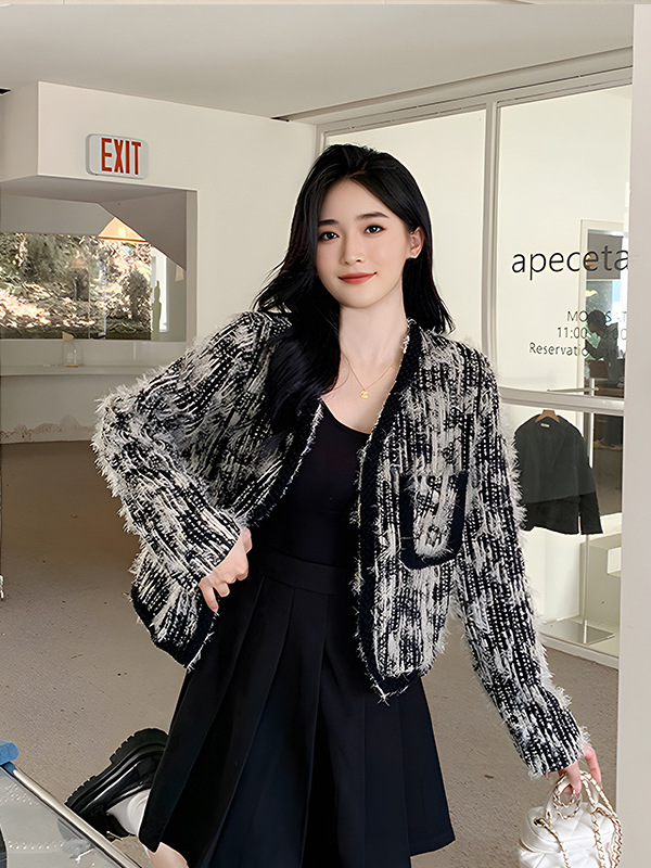 130-320 plus size women's clothing French Chanel style elegant coat for plump girls high-grade socialite woven winter New 130-320 plus size women's clothing French Chanel style elegant coat for plump girls high-grade socialite woven winter New