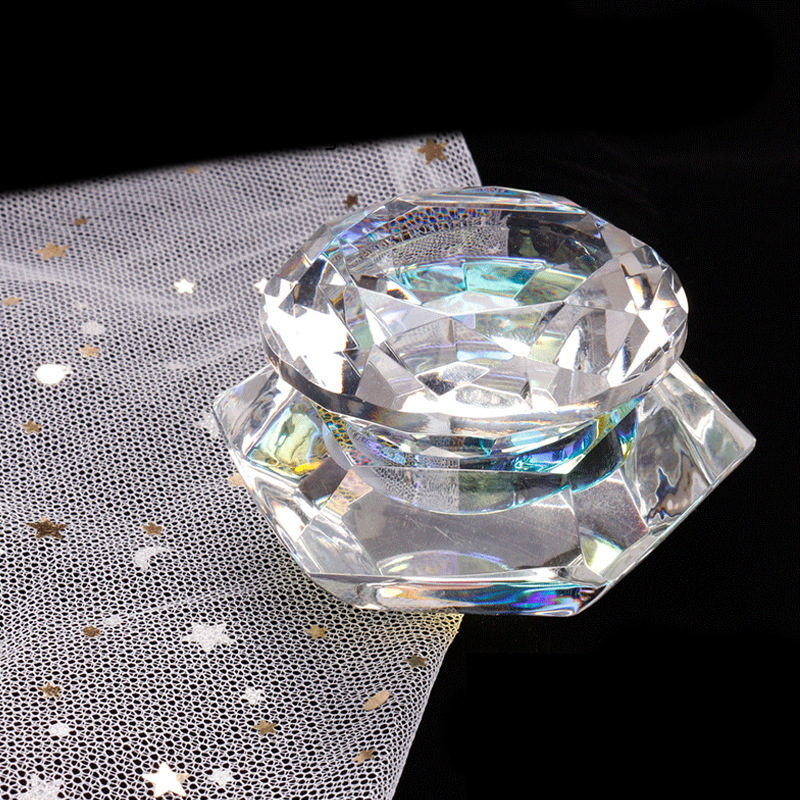 Nuevo estilo transfronterizo de alta calidad nail art bowknot taza de cristal cuadrada taza de lavado de lápices taza de cristal líquido