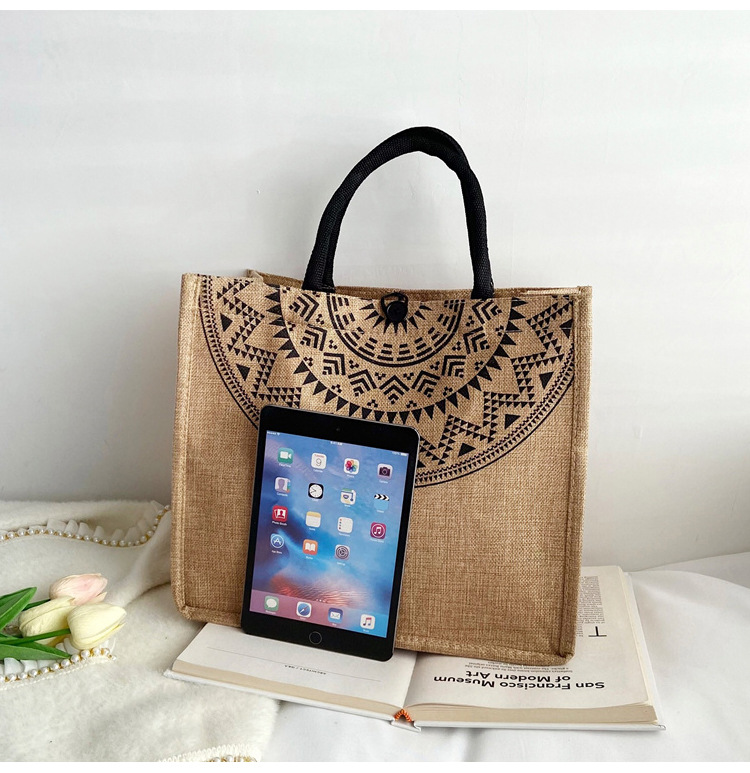 Foreign trade women's bag, cross-border linen handbag bag, 2021 Korean version composite jute cloth bag, fashionable single-shoulder shopping bag undefined
