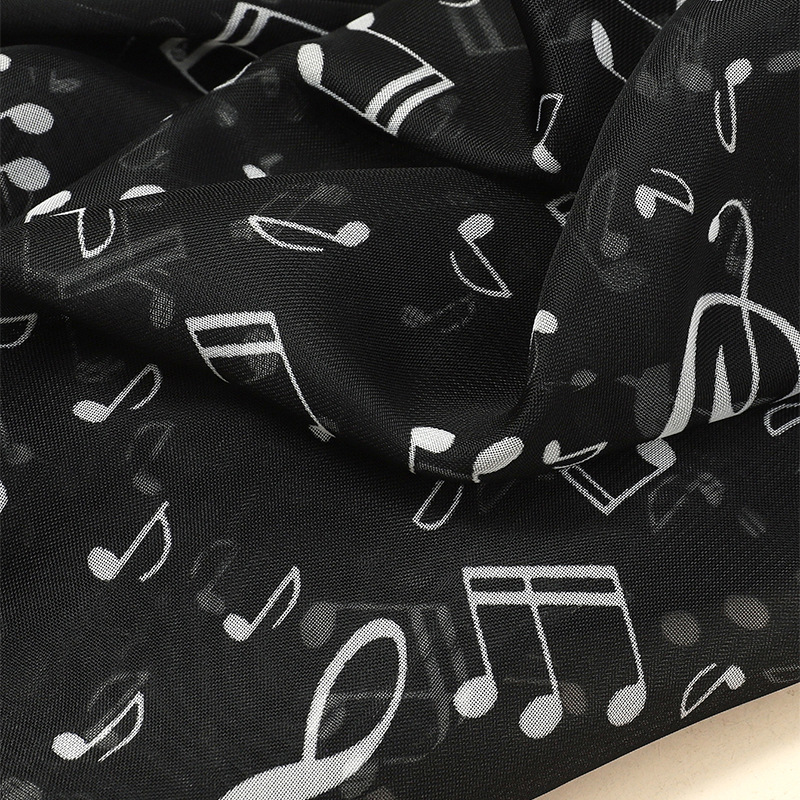 60g Weight Scarf Classification Daily Occasion Chiffon Material Color Block, Leopard, Notes Pattern All Seasons Season Women's Gender Elegant, Simple Style Style Women's Elegant Simple Style Color Block Leopard Notes Chiffon Scarf 24