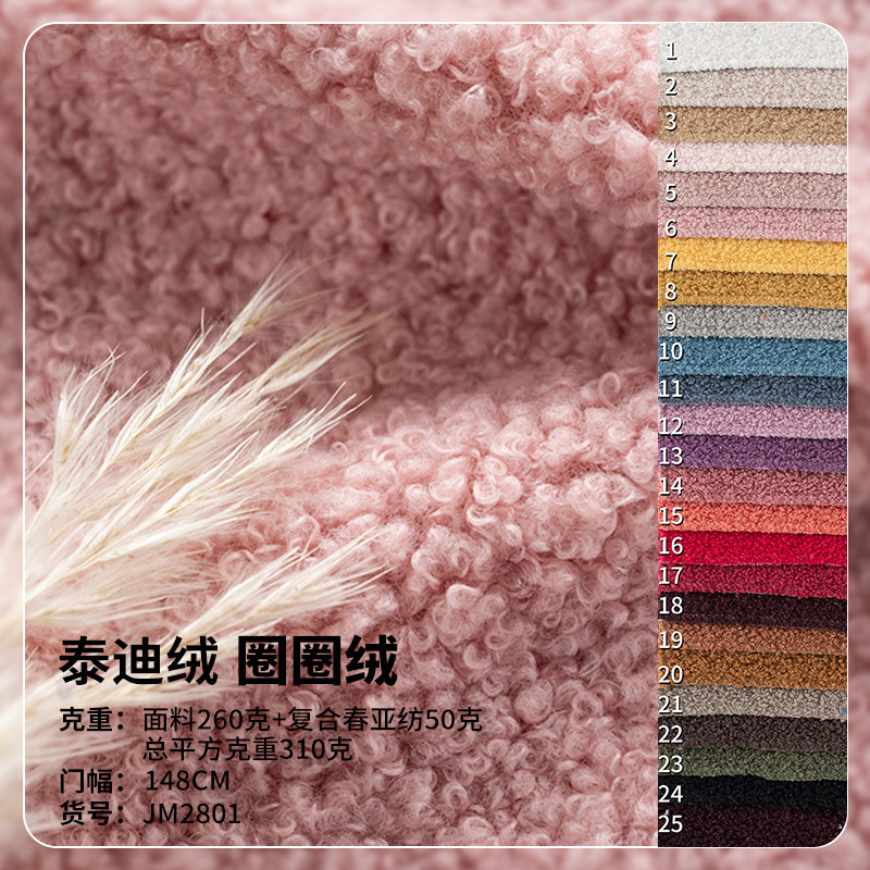 New Teddy Velvet Fully Polyester Plush Fabric Capsules Velvet Sofa Cloth Clothing Toys Shoes and Hats Supplies Fabric Loop Velvet