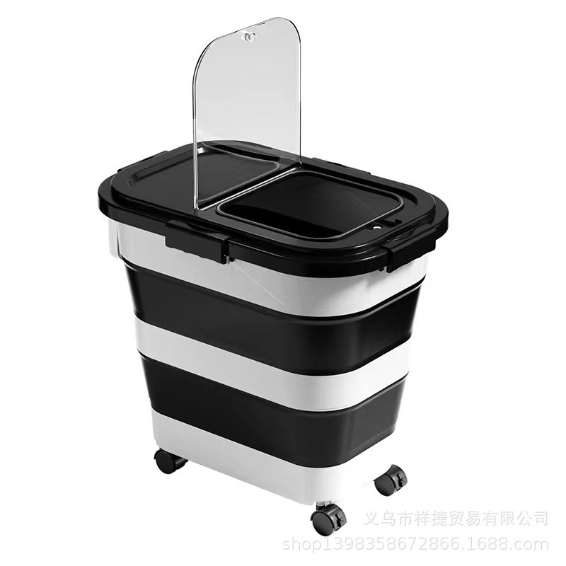 メーカー直送 Amazon 折りたたみ式ドッグフードバケツ キッチン防カビ防湿穀物保存バケツ 米保存バケツ 小麦粉バケツ 米箱|undefined