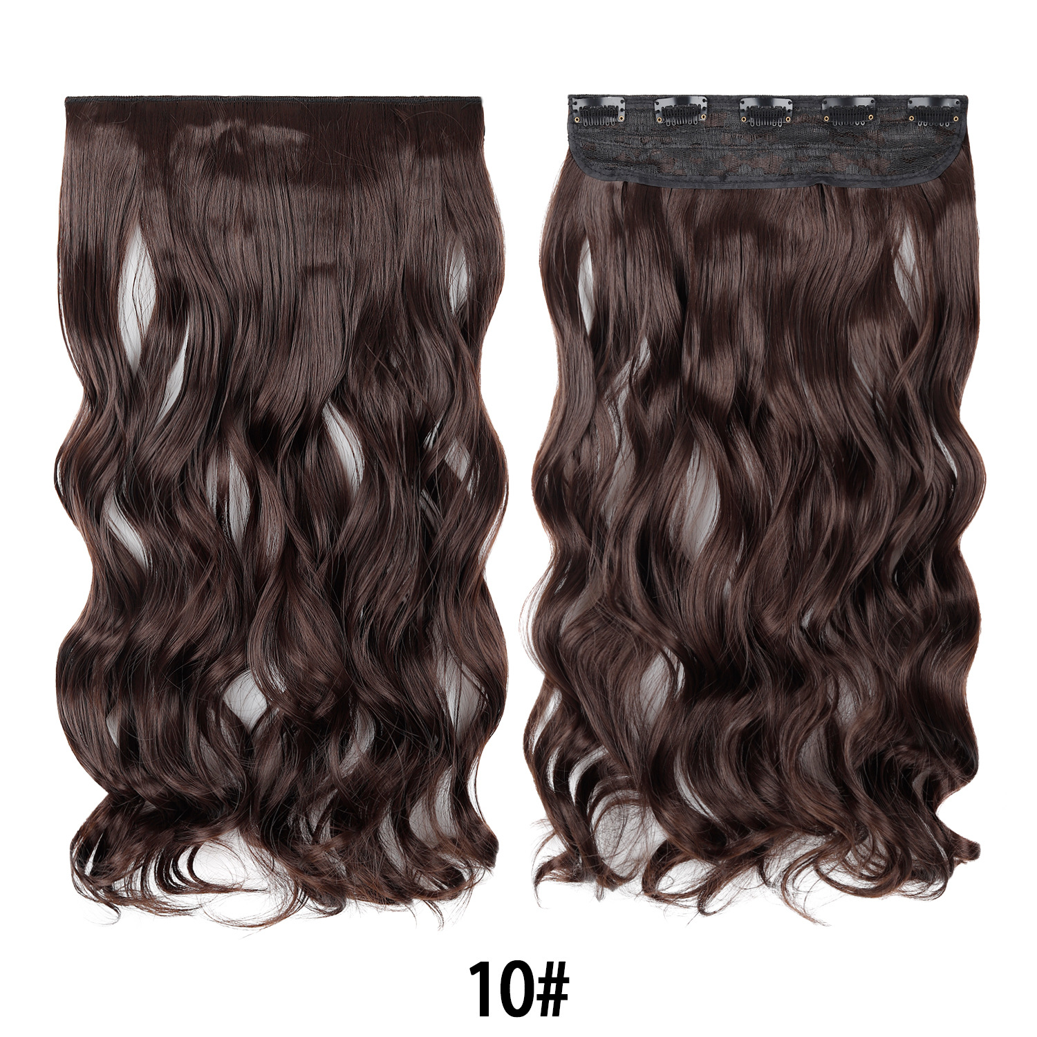 Extensión de Cabello de 5 Clips de 18 Pulgadas de Fibra de Alta Temperatura Rizado para Señoras