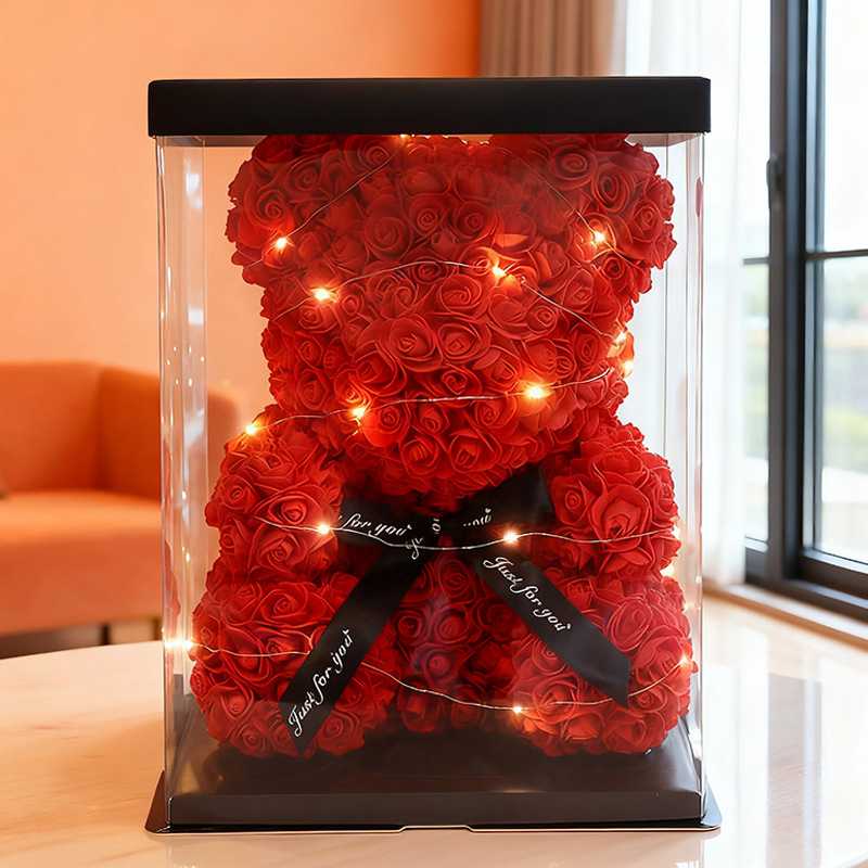 Birthday Gift for Girlfriend, Internet Celebrity Pe Rose Bear, 520 Valentine's Gift, Proposal Gift, Eternal Flower Rose Bear