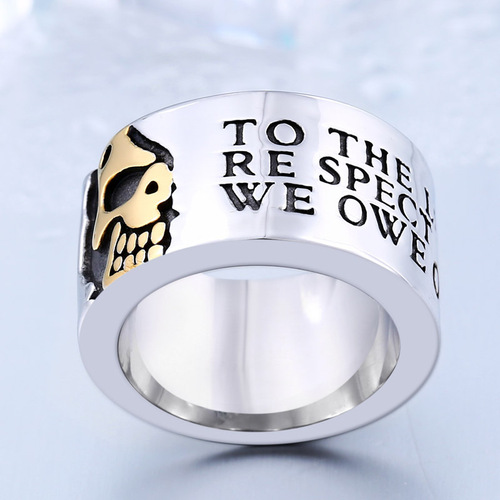Beier Cross-border Retro Punk Style Stainless Steel Men's Ring European and American Personality Skull Head Titanium Steel Ring Wholesale