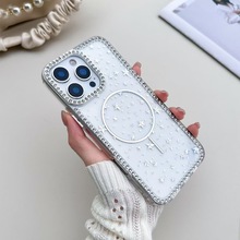 ins简约透明满天星星适用iPhone17promax苹果15镶钻框手机壳13new