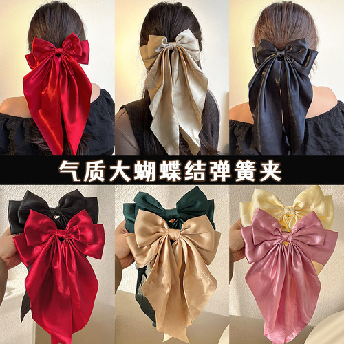 Cross-border best-selling bow hair clip, ultra fairy-tale bow head accessory, long flowing hair clip, rear hair ornament hair clip, versatile