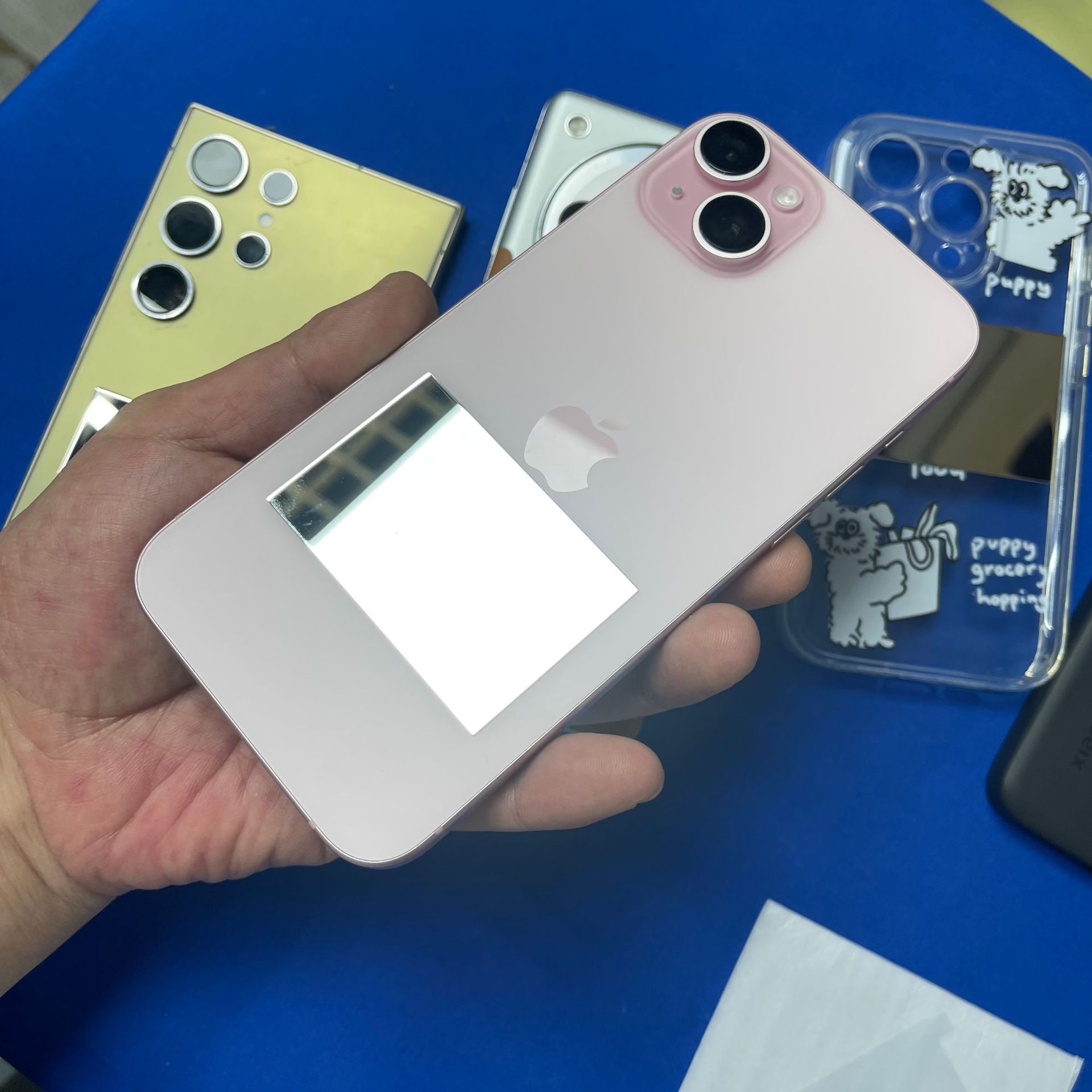 Aplicable iPhone15pro espejo funda para teléfono espejo pequeño lente de maquillaje funda para teléfono espejo universal espejo Huawei