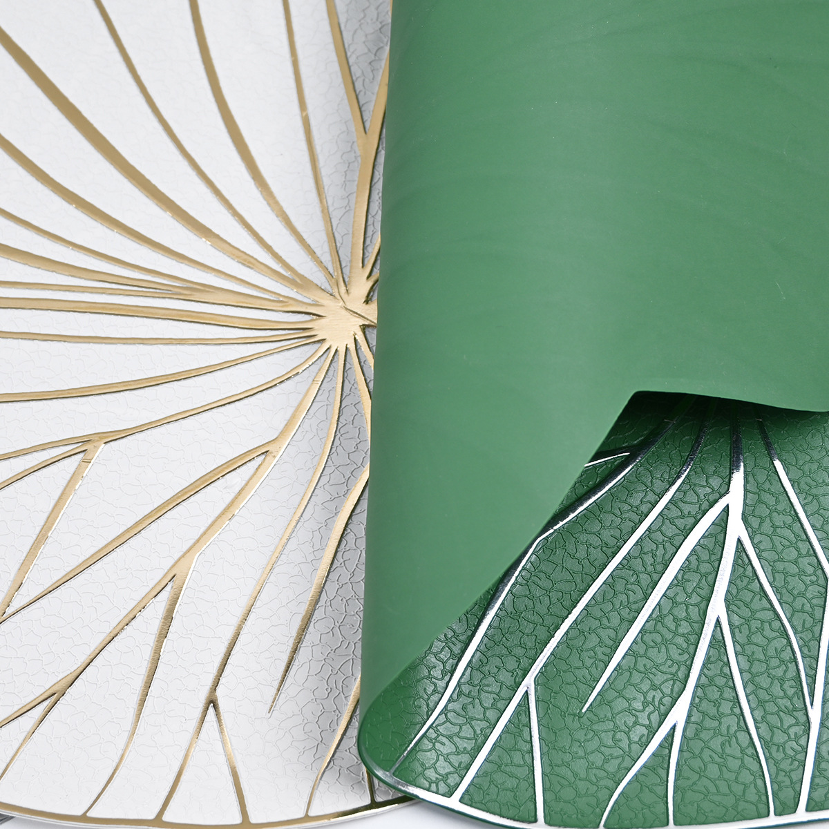 Nuevo mantel de oro con hoja de loto, juego de té chino, pvc, tapete de mesa impermeable y antideslizante, tapete de mesa de aislamiento térmico, posavasos de comida occidental, fácil de limpiar