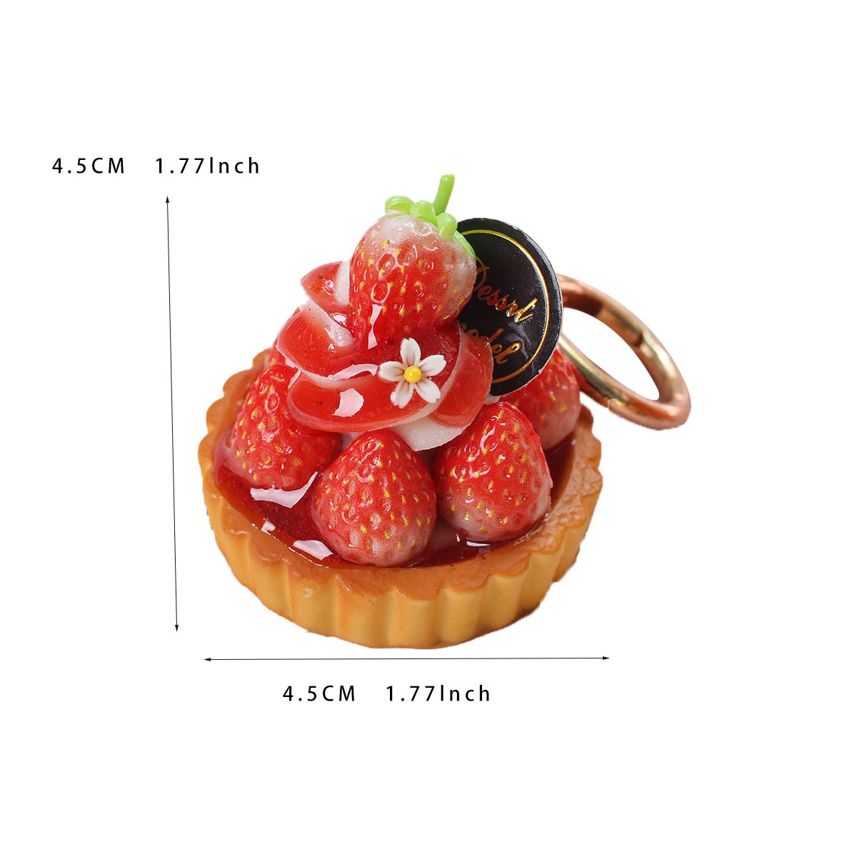 Torta de fresa llavero de alimentos simulación llavero de crema puff pastel artesanía bolsos colgantes