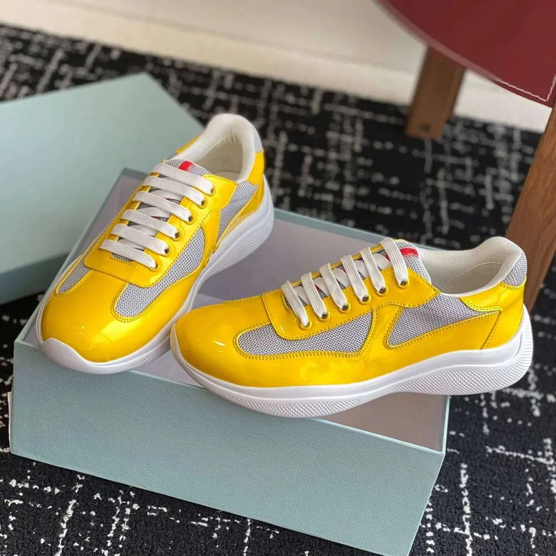 Spot 25 New Spring Casual Tennis Shoes for Men and Women Patent Leather Round Toe Lace-Up Sneakers for Couples