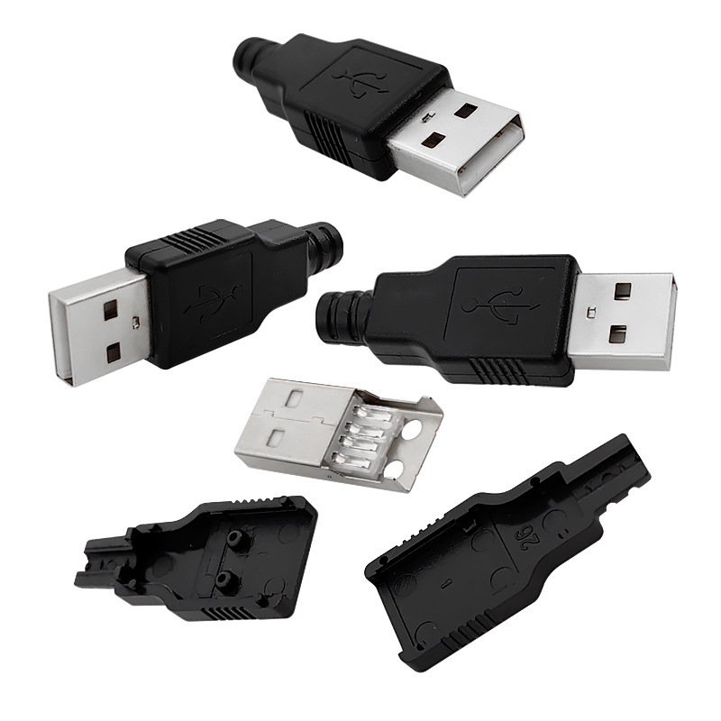 USB公头 带塑料壳 三件式 USB插头 USB接头 A型4P 带壳-阿里巴巴