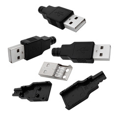 USB male plug with plastic shell three-piece USB plug USB connector Type A 4P with shell