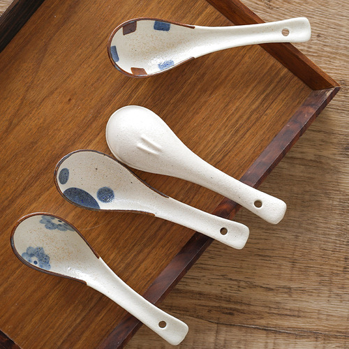 Nishidamuyuyintong small spoon Japanese-style ceramic spoon rice spoon Nordic simple high-value household spoon