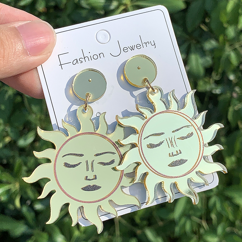 1 Pair Quantity 1 Pair Cute IG Style Sun Star Moon Arylic Drop Earrings