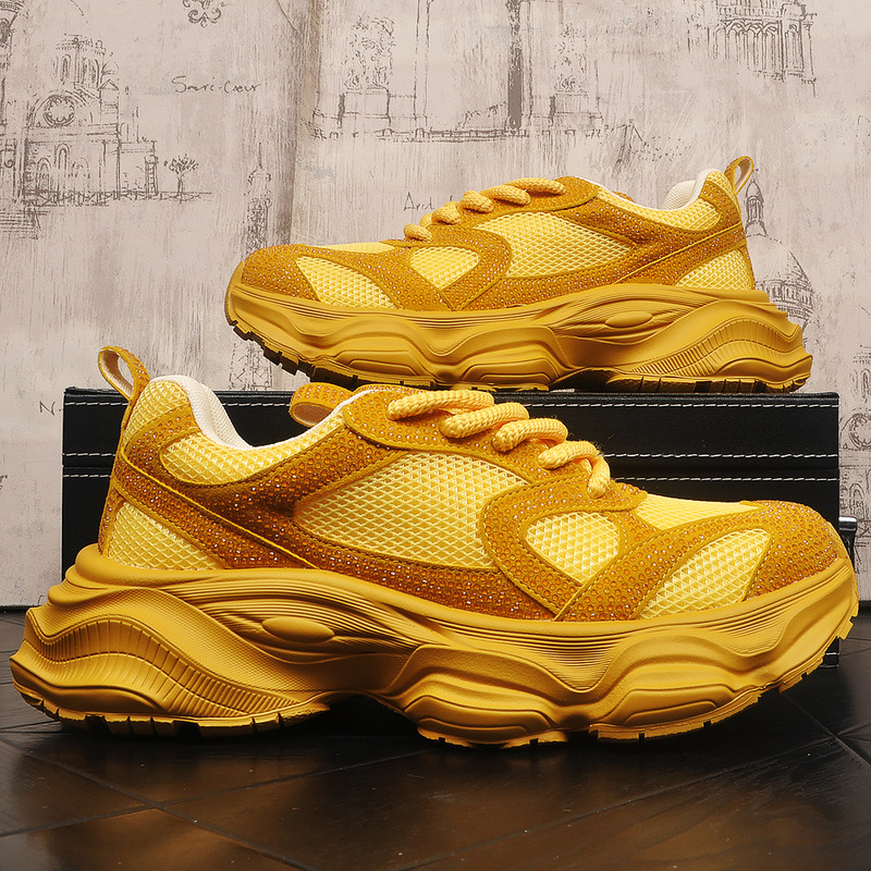 Youthful Trendy Men's Campus Niche Personality Rhinestone Trendy Dad Shoes Fashion Thick-Soled Height-Increasing Breathable Mesh Shoes Youthful Trendy Men's Campus Niche Personality Rhinestone Trendy Dad Shoes Fashion Thick-Soled Height-Increasing Breathable Mesh Shoes