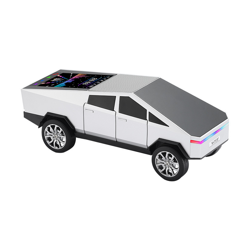 新しいテスラサイバーピックアップトラックモデルクロスボーダースピーカーギフトダイナミックカラースクリーンサブウーファーワイヤレス Bluetooth スピーカー|undefined