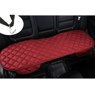 backrest free car three-piece – Seat cushion, seat cover - diamond-plush-passion-red-with-pockets-and-hooks-in-the-back-row