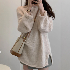 慵懒高级感卡其色毛衣女春秋季穿搭2025新款独特漂亮针织罩衫上衣