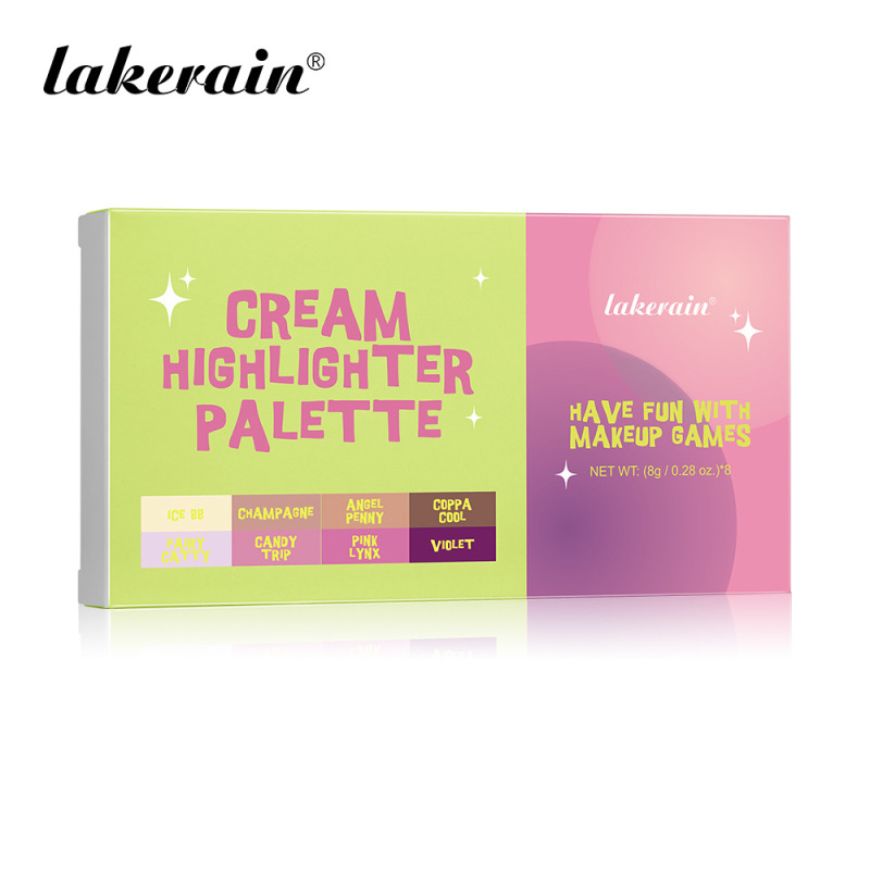 lakerain 8 色クリームハイライトパレットアイフェイシャルハイライト修正輪郭ハイライト修正ブラッシュパレット|undefined