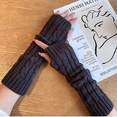 手袋の袖のカバーの腕のカバーの袖の新型の秋冬のニットの半分の指の長い毛糸の保温と防寒はタッチパネルの卸売りができます。