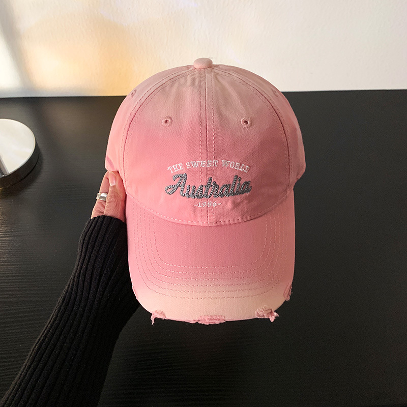 Sombrero de béisbol amarillo leche bordado de letras, sombrero ancho para mujeres, sombrero de lengua de pato, estilo coreano, sombrero de agujero de agujero, moda