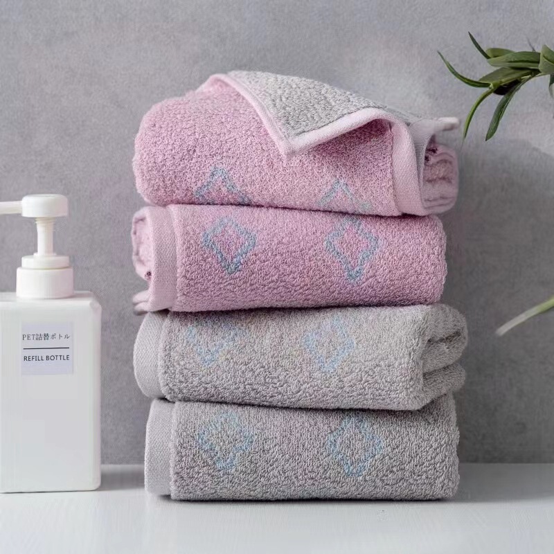 Jialiya Genuine Geometric Pattern Cotton Towel Soft Xinjiang Long-Staple Cotton Face Towel Couple Face Towel 9521