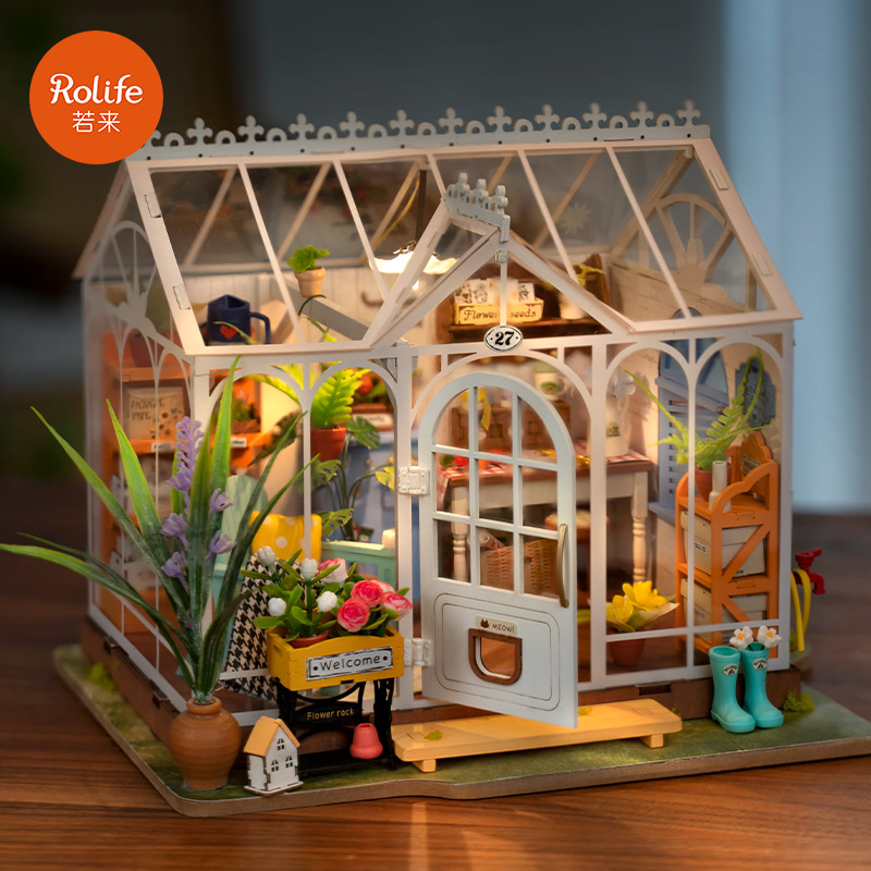 Ruozhilimengyu flor casa DIY hecho a mano casa modelo en miniatura casa mini 3d rompecabezas bloques de construcción regalo