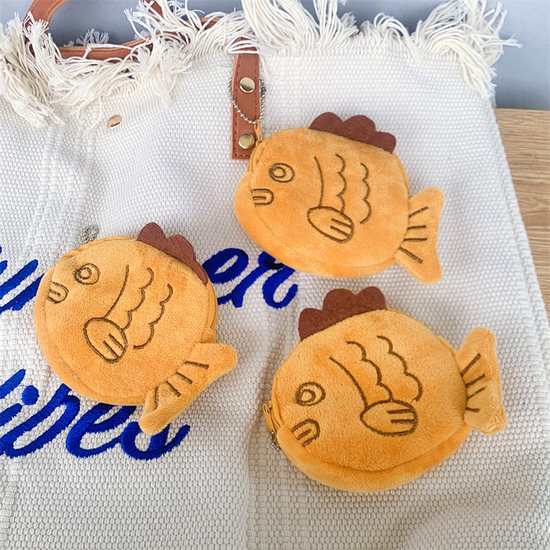 Cute plush snapper burning coin purse lipstick coin data cable small fish keychain pendant activity gift wholesale Cute plush snapper burning coin purse lipstick coin data cable small fish keychain pendant activity gift wholesale