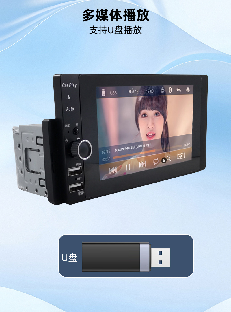 5.5inch Single-Chip Built-In Carplay Mobile Phone Connectivity Car Bluetooth Reversing Camera Android Mp5 Player