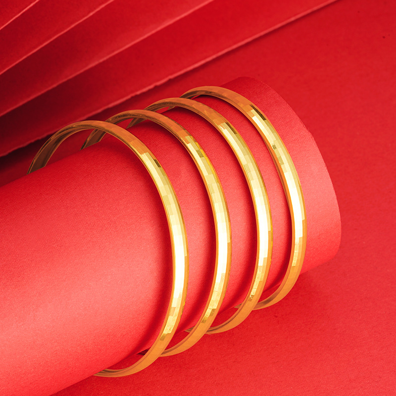 Internet celebridad mosaico pulsera anillo interior curvado mujer imitación oro moda geométrica collage joyería a juego no se desvanece